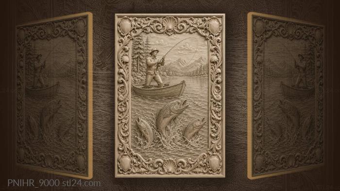 Three fish leaping at the cast line 3d STL model