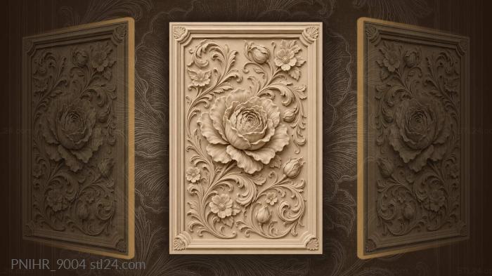 Rose bloom with floral swirls 3d STL model