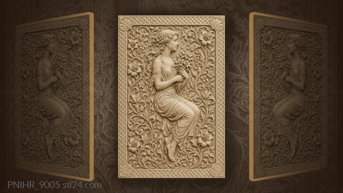 Profile maiden holding tiny bouquet 3d STL model