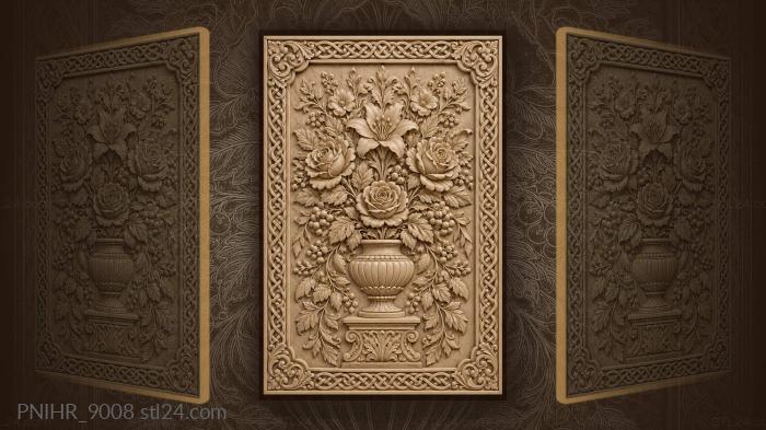 Flower vase on a pedestal among berries 3d STL model