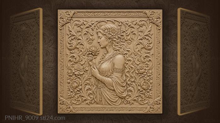 Figure with a flower in swirling petals 3d STL model