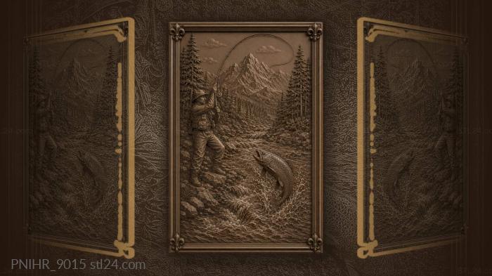 Fisherman and leaping rainbow trout 3d STL model