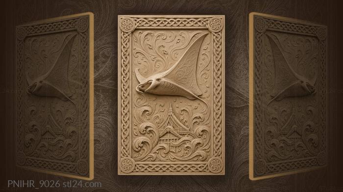 Manta ray above coastal building 3d STL model