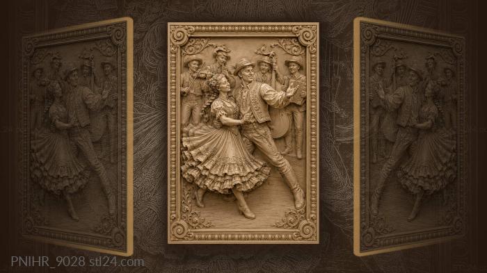 Couple waltzing with musicians behind them 3d STL model