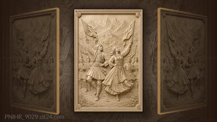Festive folk dance with flags 3d STL model