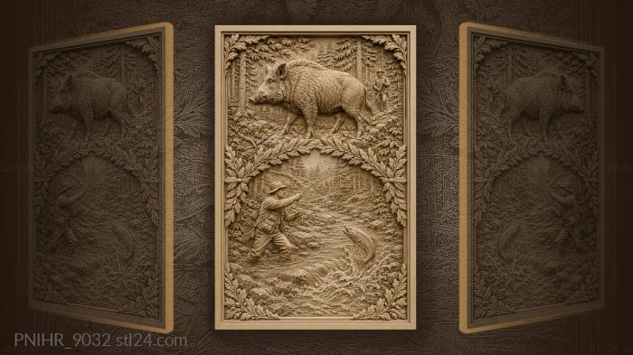 Wild boar and fishing stream 3d STL model