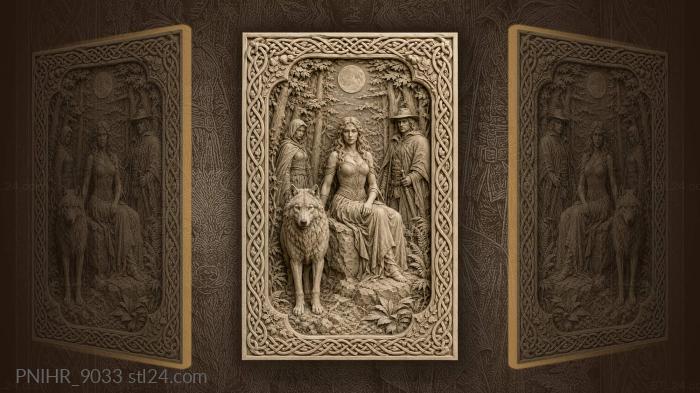 Wolf before the seated woman 3d STL model