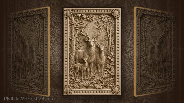 Forest deer family majestic scene 3d STL model