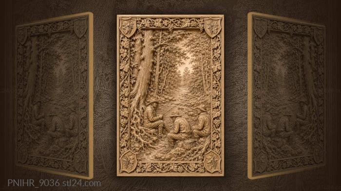 Forest fishing quiet riverside scene 3d STL model