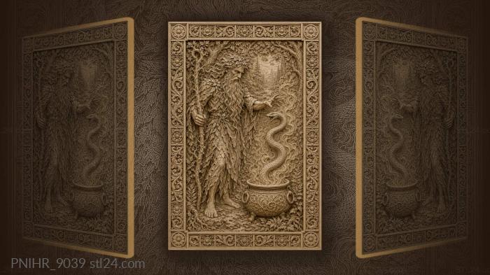 Serpent rising from cauldron before the elder 3d STL model