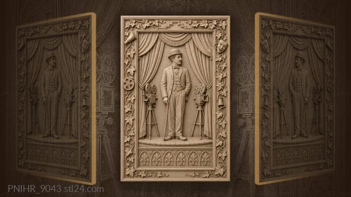 Gentleman with cameras stage backdrop · Charlie Chaplin 3d STL model
