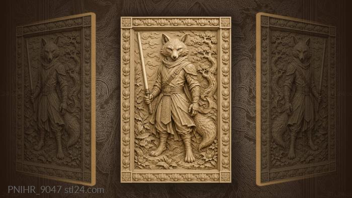 Fox warrior with lightsaber fantasy 3d STL model