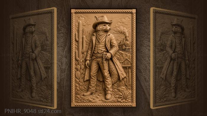Cowboy fox desert adventure scene 3d STL model