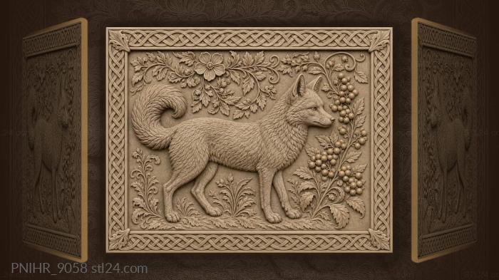 Orange berries beside a standing fox 3d STL model