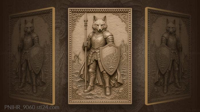 Fox knight with coastal fortress 3d STL model