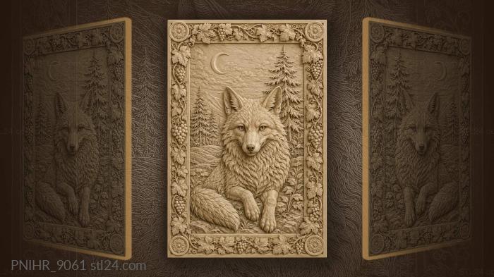Fox in moonlit forest landscape 3d STL model