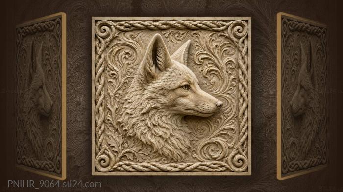 Alert fox head organic swirls 3d STL model