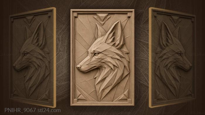 Geometric fox head stylish relief 3d STL model