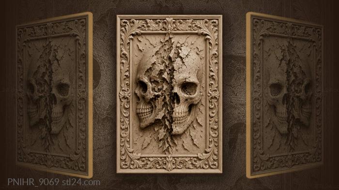 Broken skull duality dark light 3d STL model