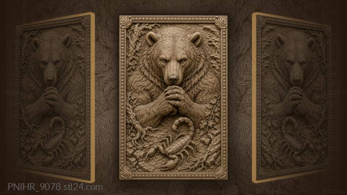 Scorpion beneath the clasped bear paws 3d STL model