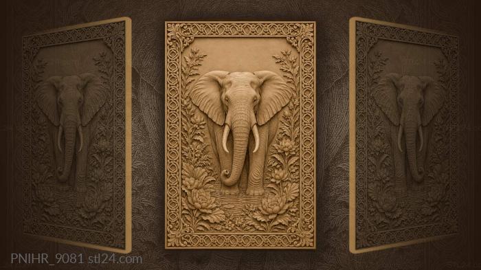 Majestic elephant among lush florals 3d STL model