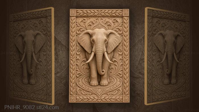 Majestic elephant with floral frame 3d STL model