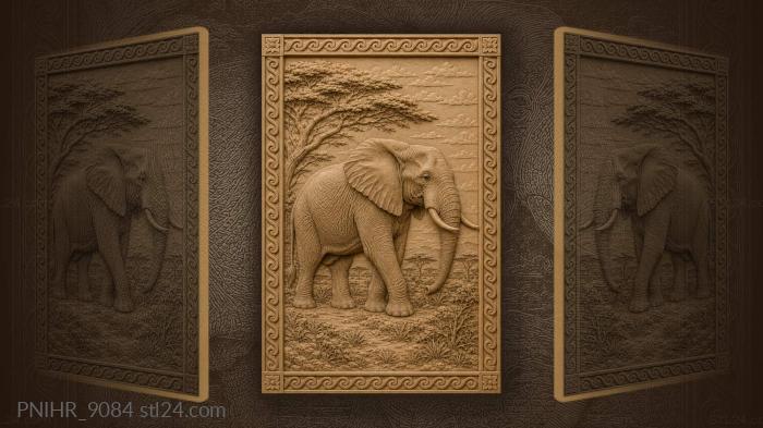 African elephant in savanna landscape 3d STL model