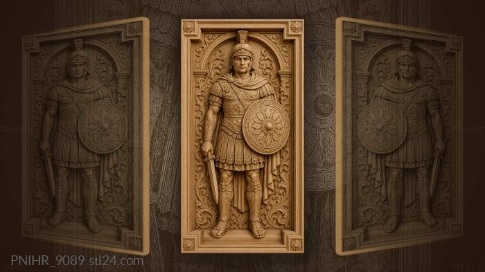 Ornate warrior advances with shield and blade 3d STL model