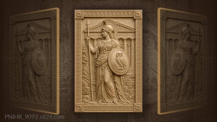 Temple behind the spear and owl shield 3d STL model