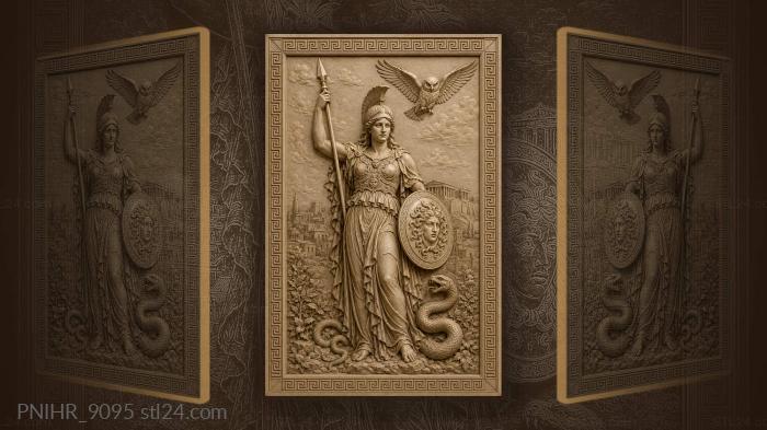 Athena with spear and medusa shield 3d STL model