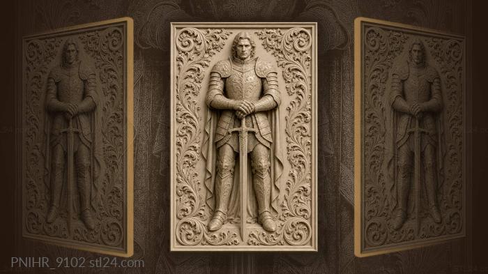 Knight with crossed arms and lowered sword 3d STL model