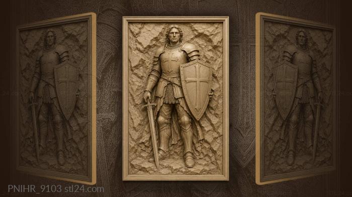 Knight with a cross on his shield 3d STL model