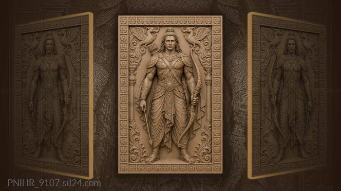 Birds in the corners above a quiver bearer 3d STL model