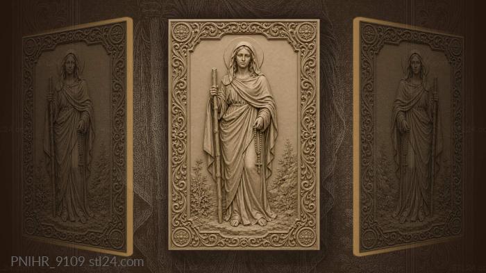 Holy woman with staff and beads 3d STL model