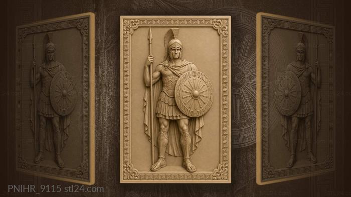Greek warrior with spear and shield 3d STL model