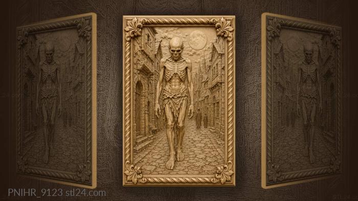 Grim figure in moonlit alley 3d STL model