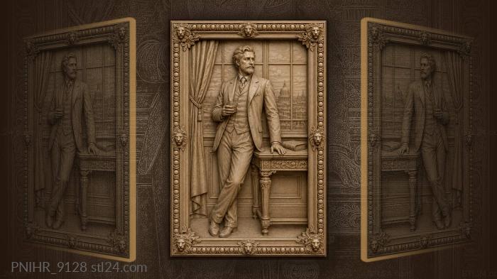 Edward VII holds a glass by a London window 3d STL model