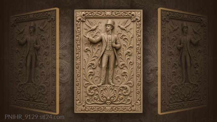 Elegant gentleman with soaring birds 3d STL model