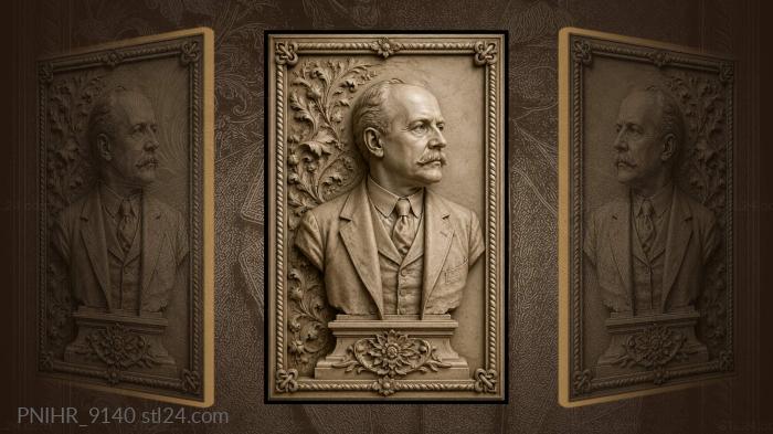 Arthur Conan Doyle stands as a bust 3d STL model