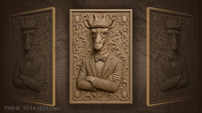 Distinguished giraffe in tweed attire 3d STL model
