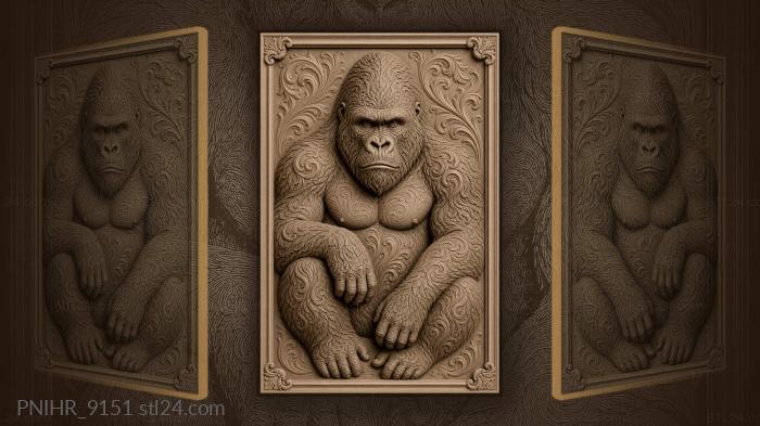 Majestic gorilla powerful primate head 3d STL model