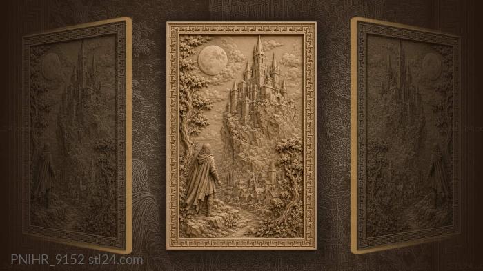 Gothic castle under moonlit sky 3d STL model
