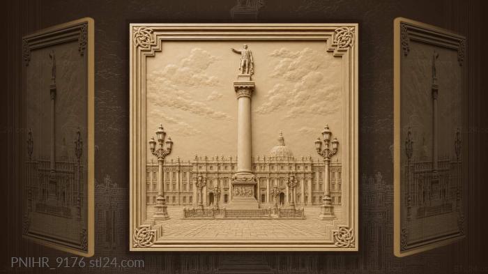 Majestic palace with central statue · Napoleon Bonaparte 3d STL model