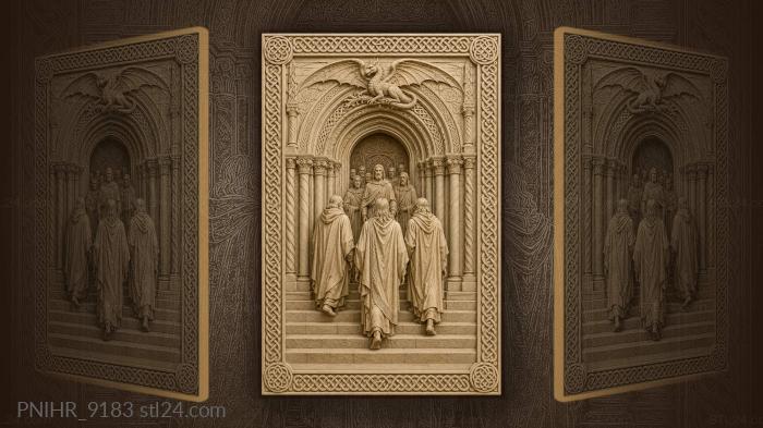 Sacred doorway with winged guardian 3d STL model