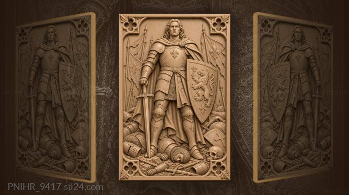 Fallen soldiers and helmets at a knights feet 3d STL model