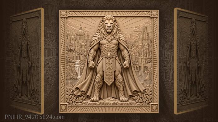 Majestic lion over city landscape 3d STL model