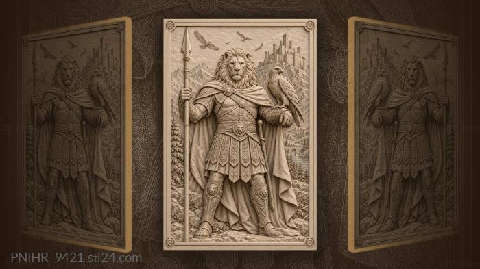 Lion warrior with castle backdrop 3d STL model