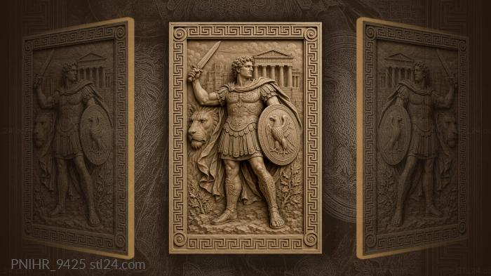 Eagle shield and a lion behind him 3d STL model