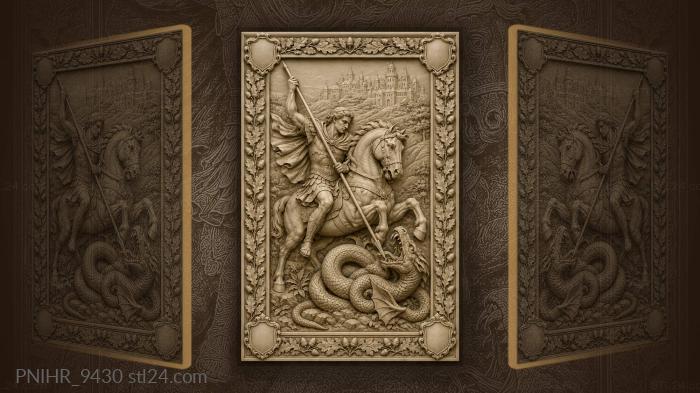 Heroic knight slaying the dragon 3d STL model