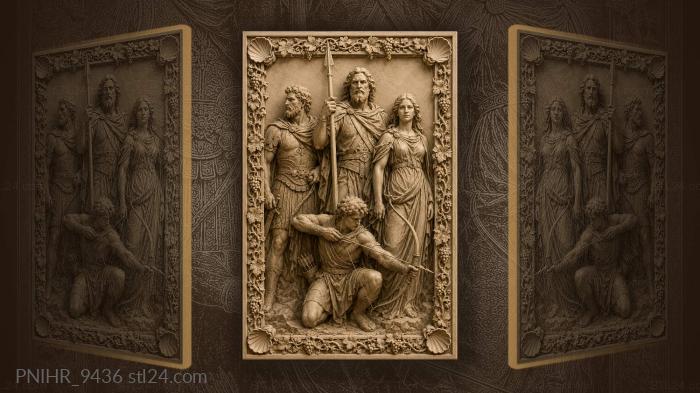 Heroic warriors and maiden with archer 3d STL model